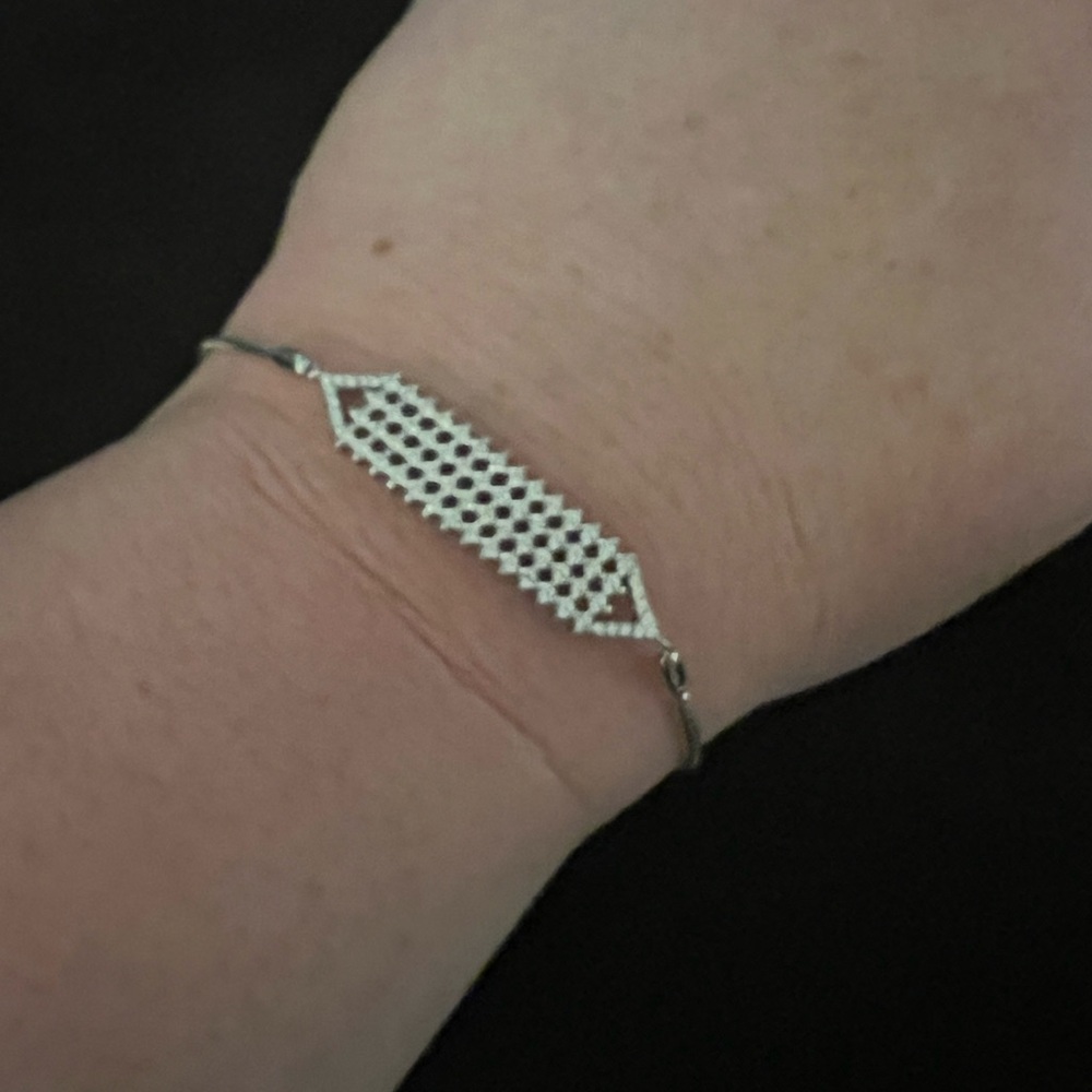 Silver Textured Oval Bracelet